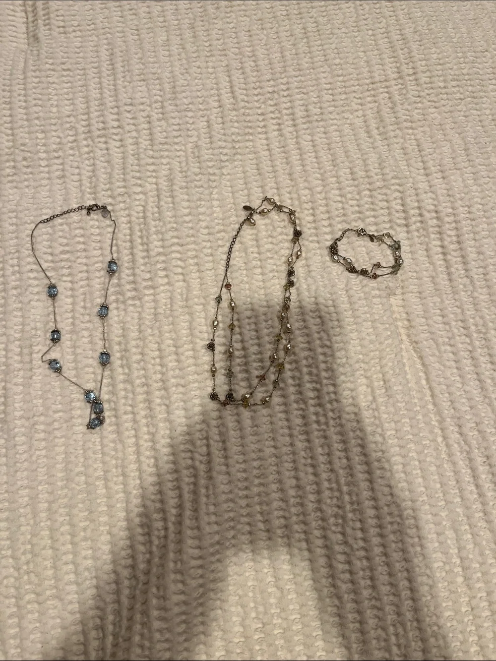 Lea SophiaBlue Crystal Station Necklace and bead and pearl set